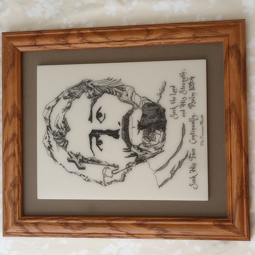 JOE CASTILLO Framed Etching "The Face of Christ" . One of his best works .